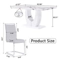 thumbnail image 6 of Sumdeal 5 Piece White Marble Dining Room Table Sets for 4, Modern Kitchen Table and Chairs Set for 4,White table and 4 Gray chairs, 6 of 8