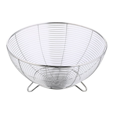 

Stainless Steel Round Fruit Vegetables Basket Bowl Three-legged Strainer Drain Baskets Kitchen Tool (22cm)