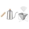thumbnail image 2 of Hervidor de agua con cuello de cisne, juego de cafetera para acampar, liviano, con gotero para verter café, cafetera hecha a mano para exteriores con papel de filtro, 2 of 8