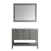 Florence 48" Single Vanity in Grey with Carrara White Marble Countertop with Mirror