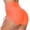 Orange, variant on Bibifish Womens Yoga Shorts Lace Up High Waisted Yoga Shorts Tummy Control Jacquard Sports Shorts Breathable Workout Fitness Running Short Pants
