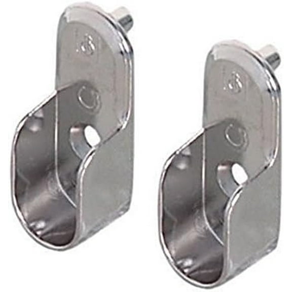 Pair Matt Aluminum Wardrobe Tube Support with Dowels, for Insertion into 32 mm S