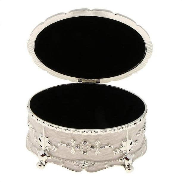 Joyero organizador ovalado de estilo europeo con esmalte retro Blanco