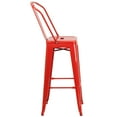thumbnail image 5 of Emma + Oliver 4 Pack 30" High Red Metal Indoor-Outdoor Barstool with Back - Kitchen Furniture, 5 of 12