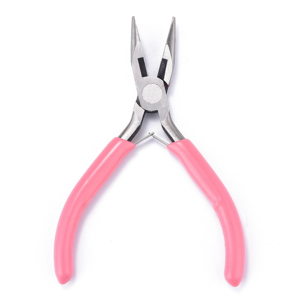 1pc 45# Carbon Steel Jewelry Pliers Needle Nose Pliers Wire Cutters Polishing Pink 11.5x9x0.9cm