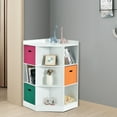 thumbnail image 3 of Gymax Étagère de Rangement pour Enfants à 3 Niveaux Cubes avec 3 Paniers Armoire d'Angle Organisateur Blanc, 3 of 10
