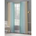 thumbnail image 4 of Teal Yellow Ombre Sheer Curtains 96 Inch Length 2 Panels Set Window Treatments, Farmhouse Modern Gradient Art Rod Pocket Semi Curtains for Living Room/Bedroom/Kitchen Décor, 104"W x 96"L, 4 of 7