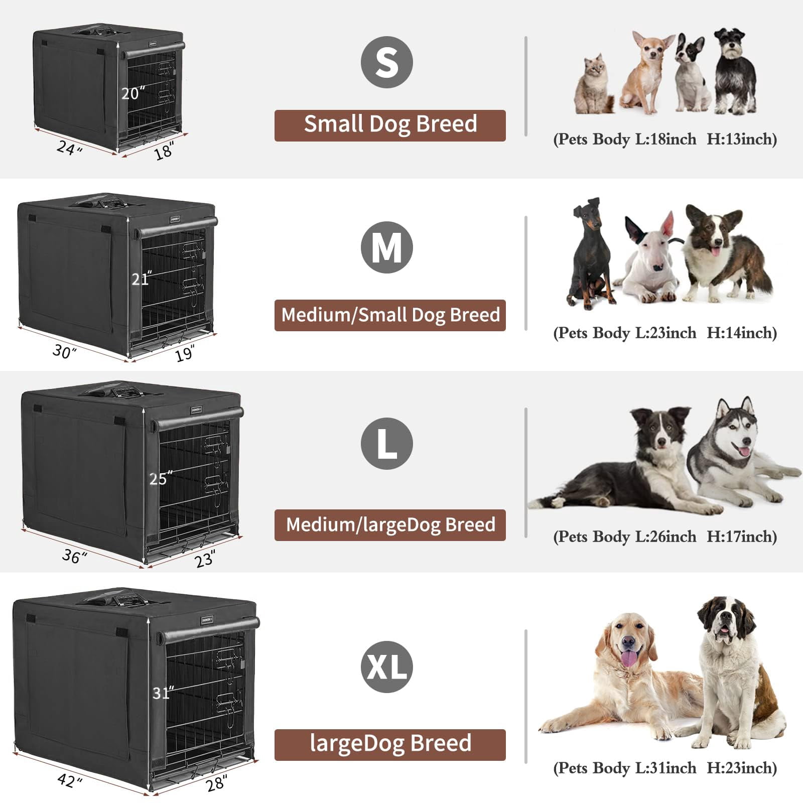 Dog Crates For Small Size Dogs Indoor Double Door Kennels & Houses Puppy And Cats  Collapsible Metal Contour Cages (black 42.0" L X 28.0" W 31.0" H)