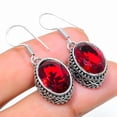 thumbnail image 2 of Natural Mozambique Garnet Gemstone 925 Sterling Silver Earring 1.42", 2 of 2