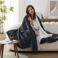 thumbnail image 3 of Westinghouse 50x60" Electric Blanket Throw, 6 Heating Levels & 2-10 Hours Auto Shutoff Setting, Flannel to Sherpa Reversible Heated Throw, Grey, 3 of 8