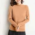 thumbnail image 4 of Women's 100% Cotton Seamless Sweater Mock Neck Long Sleeve Ribbed Knitted Pullover Tops, 4 of 7