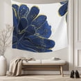 thumbnail image 5 of Navy Blue Gold Tapestry for Bedroom Wall Hanging Tapestry, Abstract Line Art Troditional Ink Painting Ceiling Backdrop Tapestries Poster Blanket Wall Decor for Teens Room Living Room Dorm 59" x 79", 5 of 8