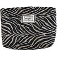 thumbnail image 1 of Women Stripe Canvas Makeup Bag Cosmetic Pouch Make Up Travel Purse Organizer, Cute Black Zebra, 1 of 4