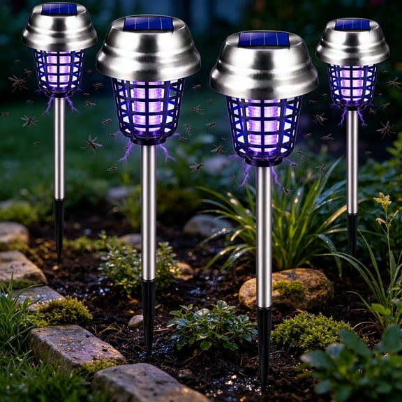 KUMEE Mosquito Repellent Outdoor Patio Solar Bug Zapper Outdoor Mosquito Zapper for Moths,Gnats,Flies,Small Flying Insect,Gnat Killer for Vegetable Beds,Electric Fly Zapper for Backyard