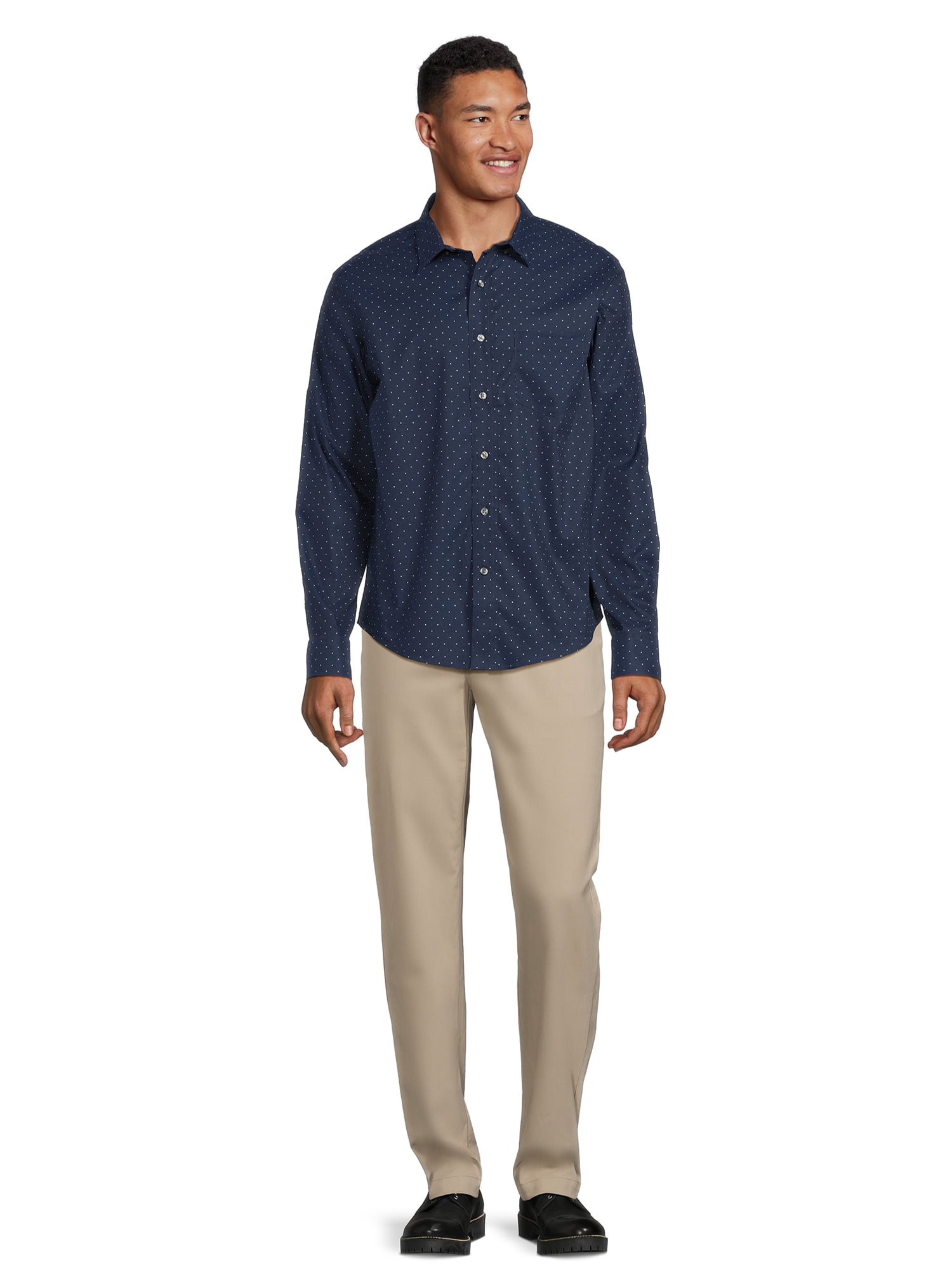 George Men's Long Sleeve Poplin Button-Up Shirt