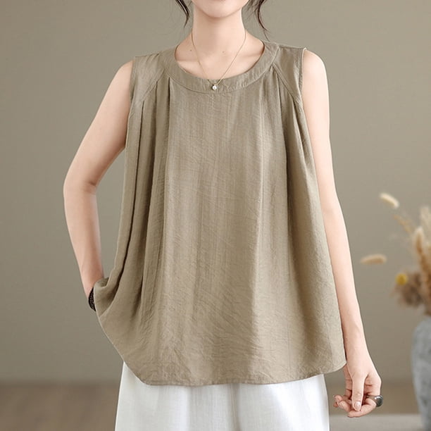 Xuyuer Women Sleeveless Sweater Tank Round Neck Casual Geometric Knit Sweater Top Women's Floral Print Tunic Tank Tops Blouse Shirts Loose Fit Graphic Tees Summer Vintage Tank Tops 2026