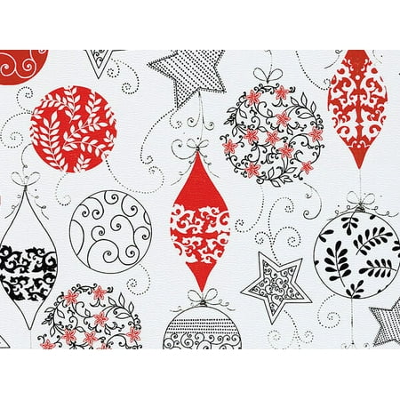Pack of 1, Delicate Ornaments 24" x 417' Half Ream Gift Wrap (Metallized) for Holiday, Party, Kids' Birthday, Wedding & Special Occasion Packaging