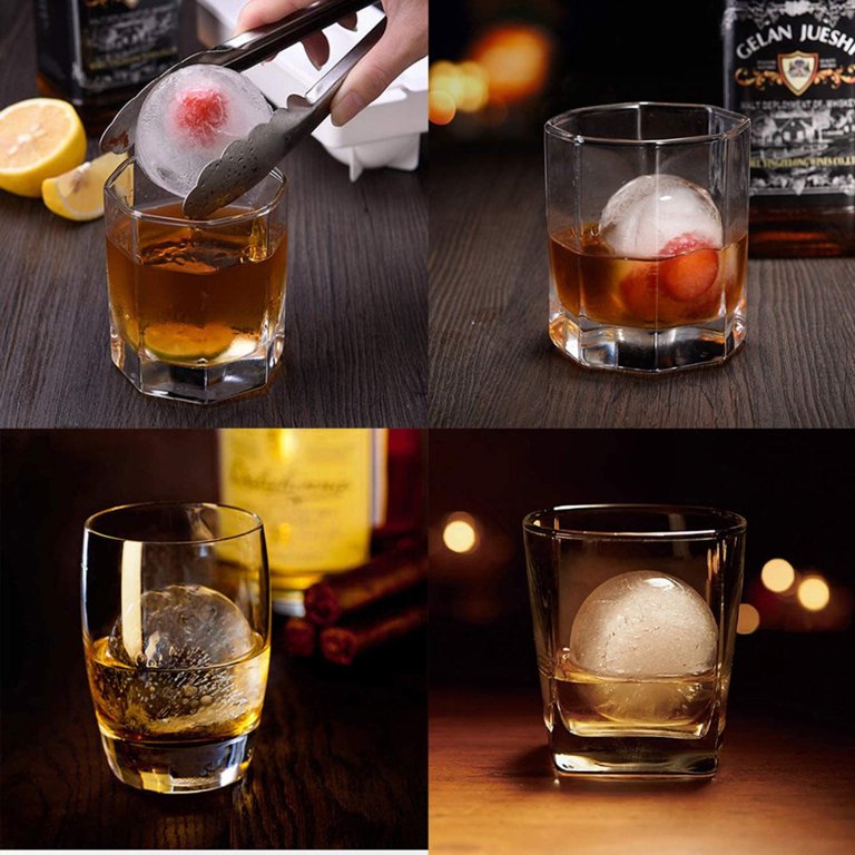 4 Pack Ice Ball Maker, Whiskey Ice Mold, Silicone Ice Cube Tray, 2.5 Inches  Sphere Ice Mold For Whiskey And Cocktail