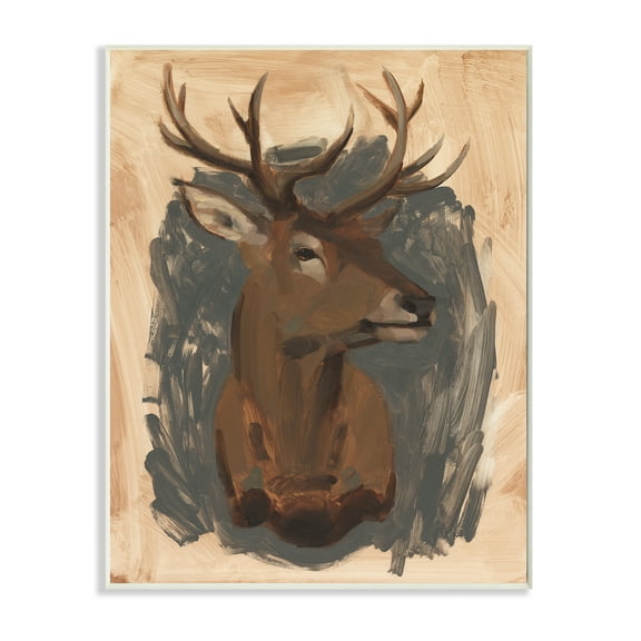 Stupell Industries Deer Portrait Brown Grey Animal Painting Unframed Art Print Wall Art, 10x15, by Jacob Green