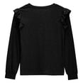 thumbnail image 5 of Diufon Girls Casual Long Sleeve Shirts Loose Ruffle Sleeves Pullover Crewneck Tops Spring Fall Soft Blouses, 5 of 7