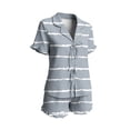 thumbnail image 6 of Cotton Pajamas for Women Set Women's Fashion Striped Ruffled Short-Sleeved Elastic Waist Shorts Pajama Set Gray Xxl, 6 of 6
