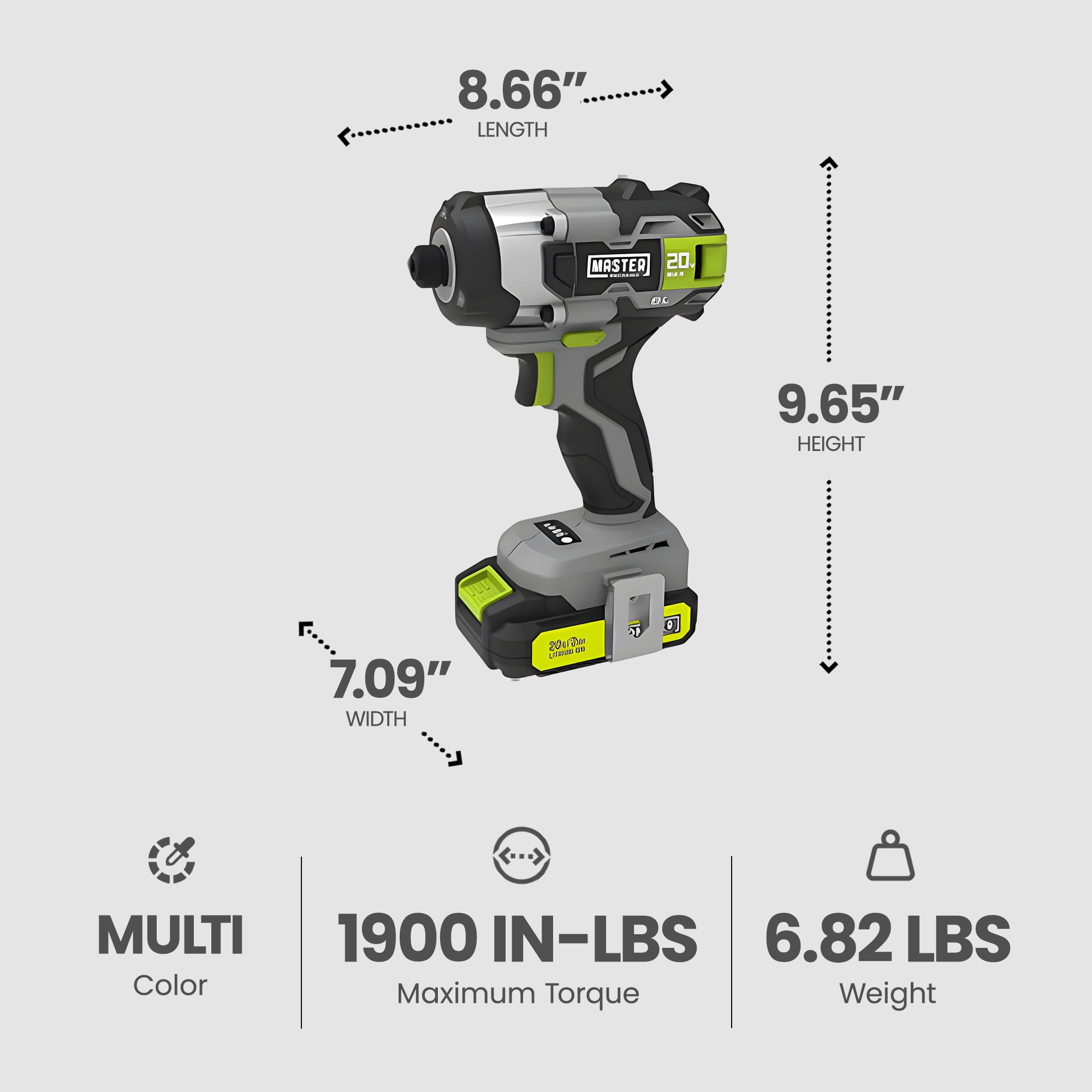 Master Mechanic 20V Compact Cordless Impact Driver Kit with Brushless Motor