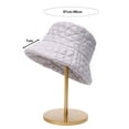 thumbnail image 6 of dianhelloya Women Fall Winter Fisherman Hat Flat Top Wide Brim Thick Soft Square Pattern Solid Color Sunshade Windproof Warm Decorative Lady Deep Bucket Cap Winter Headwear Grey, 6 of 8