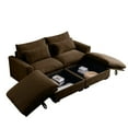 thumbnail image 6 of Corduroy Two-Seater Sofa with 2 Storage Footrest, 2 Seater Sectional  deep seat sofa,Comfy Couches for Living Room ,Brown Sofa, 6 of 8