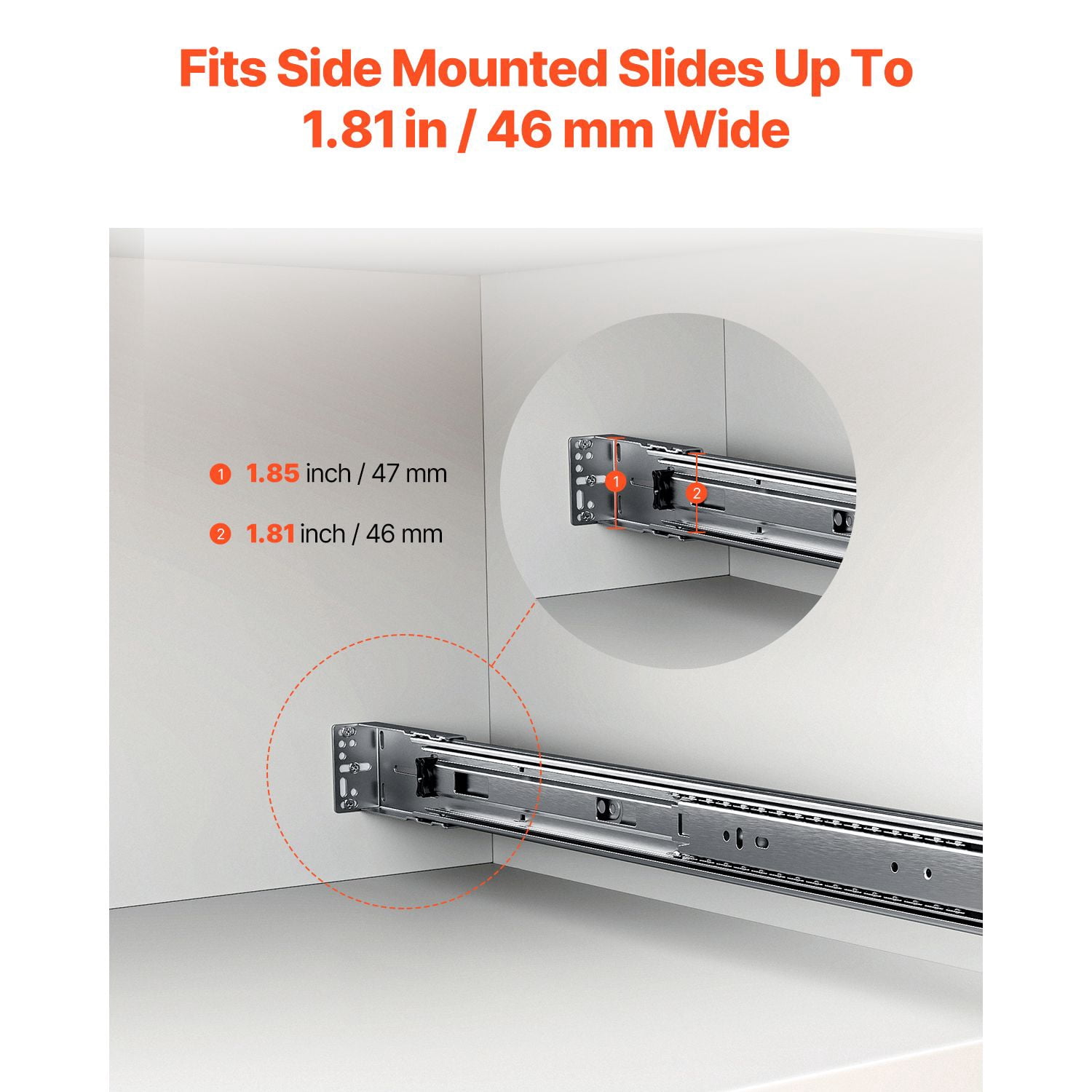Drawer Slide Installation Brackets 20-Pack, 1mm Thick Galvanized Steel, Compatible with 1.81 Inch Wide Side-Mount Slides, 10 Pairs for Framed Cabinet Drawers