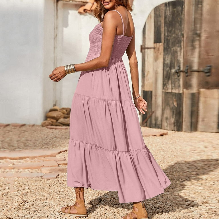 Ladies pink top summer dresses