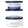 thumbnail image 3 of DURA LIVING Glass Food Storage Containers - 6 Piece 4 Cup Set (3 Containers + 3 Lids) BPA-Free Lids, 3 of 6
