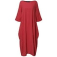 thumbnail image 3 of Outfmvch Robe Rouge Grande Taille Robe Boho Débardeur Robe de Plage Florale Maxi Kaftan Robe Femmes Robes Automne, 3 of 6