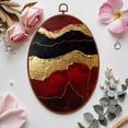 thumbnail image 7 of Canvas Wall Art Red Abstract Marble Burgundy Black Malachite Gold Veins Aesthetic Oval Framed Canvas Prints Vintage Wall Hanging Decor for Home Office Decorations 8.6"x11.4", 7 of 7