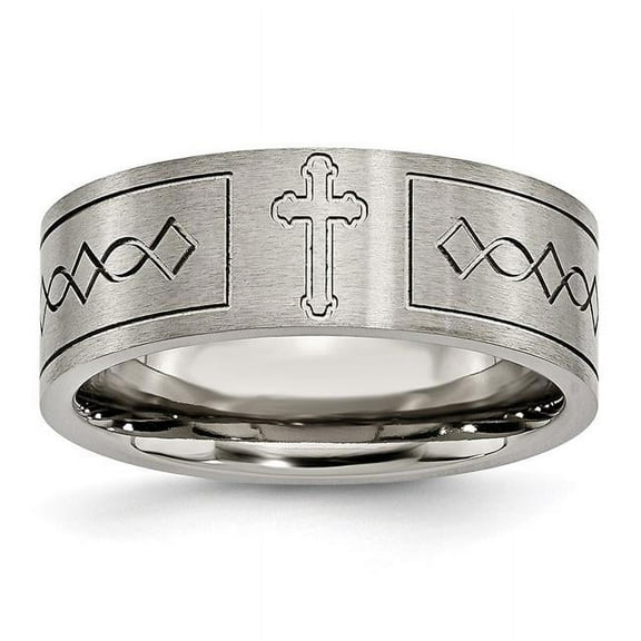 Titanium Cross Design Flat 8mm Brushed Band