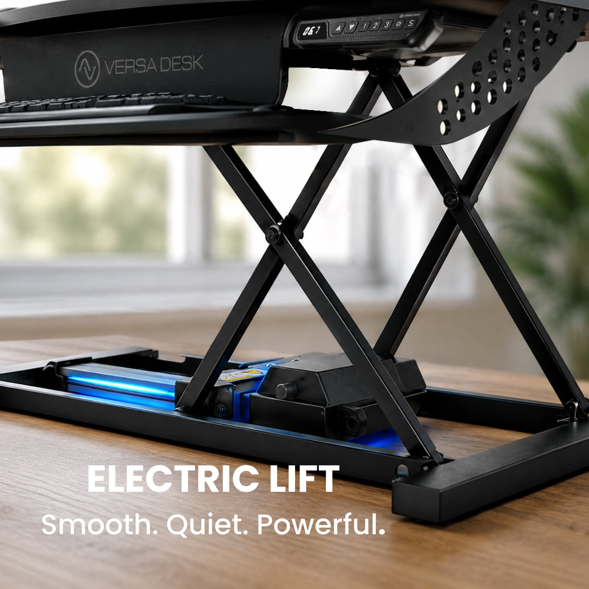 VersaDesk PowerPro Elite 40" Electric Standing Desk Converter w/ Programmable Switch, USB Port & Mobile APP, Black