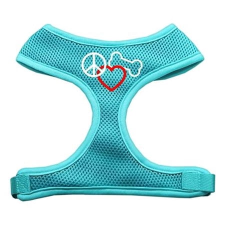 Mirage Pet Products Peace Love Bone Design Soft Mesh Harnesses Aqua Small