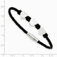 thumbnail image 2 of Stainless Steel Black Leather With Polished Hearts 7.5inch Bracelet - Measures 3mm Wide, 2 of 2