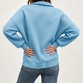 thumbnail image 6 of Htigea Women's 1/4 Zip Sweatshirts Collared Long Sleeve Pullover Fleece Lined Casual Loose Fit Tops Soft Comfy Fall Winter Clothes Light Blue XL, 6 of 7