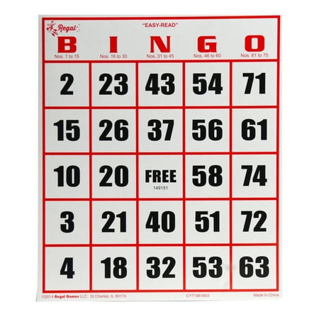 Regal Games 50 Jumbo Easy Read Bingo Cards - Walmart.com