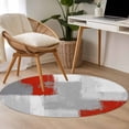 thumbnail image 4 of Round Rugs 3.3 Ft, Red Grey Non Slip Area Rugs for Kitchen Bedroom Entryway, Abstract Geometric Color Block Oil Painting Washable Carpet Runner Rug Floor Mats for Bedroom Home Decor, 4 of 8