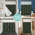 thumbnail image 5 of No Hook Shower Curtain with Snap in Liner, Rural Retro Plant Leaves Waterproof Bath Curtain Double Layers with See Through Top Window, Green Botanical on Black Hotel Shower Curtains 48x72in, 5 of 9