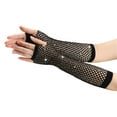 thumbnail image 4 of XMMSWDLA Rhinestone Fingerless Fishnet Gloves 80s Fishnet Long Gloves Sparkly Glitter Fashion Opera Gloves Mesh Gloves Black, 4 of 5