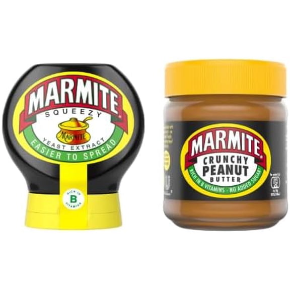 Marmite Squeezy and Crunchy Peanut Butter, Yeast Extract Spread - Yum - Taste of the UK !