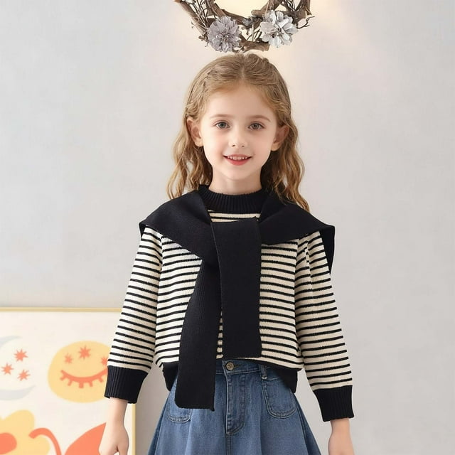 Cowsor Girls Floral Cardigan Sweaters Button Down Sweater Jacket Knitted Warm Winter Coats for Kids