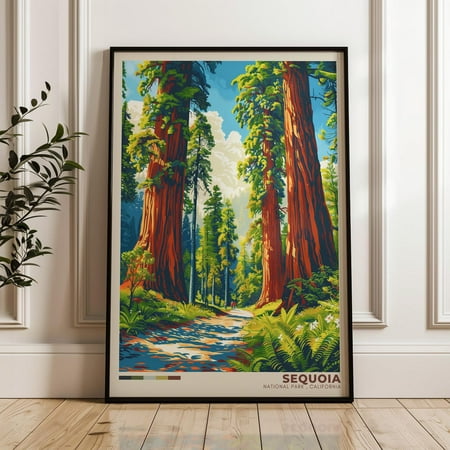Sequoia National Park Travel Poster - United States Wall Art Print, Illustration Poster, Home & Office Decor, Gift Idea, Us Travel Print Wall Art, Modern Wall Decor, 16x24 UNFRAMED