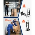 thumbnail image 6 of 2 in 1 Folding Hand Truck, 500 lbs Load Capacity for 4-Wheel Mode, Convertible Hand Truck Dolly with Wheels & Adjustable Handle, Portable Trolley Dolly for Moving Home, Office, Warehouse, 6 of 12