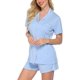 thumbnail image 4 of Conjunto de pijamas, ropa de dormir de manga corta, ropa de dormir con botones para mujer, conjunto de pijama suave S-XXL Adepaton CJWUS-6908, 4 of 5