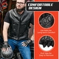 thumbnail image 3 of Daniel Smart Cowhide Leather Gloves – Fingerless Men Motorcycle Gloves with Gel Palm and Hard Knuckles, 3 of 6