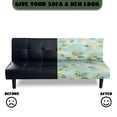 thumbnail image 5 of SCRAWLGOD Monstera Palm Leaf Print Armless Sofa Cover for Pets Plumeria Print Stretch Futon Slipcover 3 Seater Washable Couch Cover with Elastic Bottom, 5 of 9