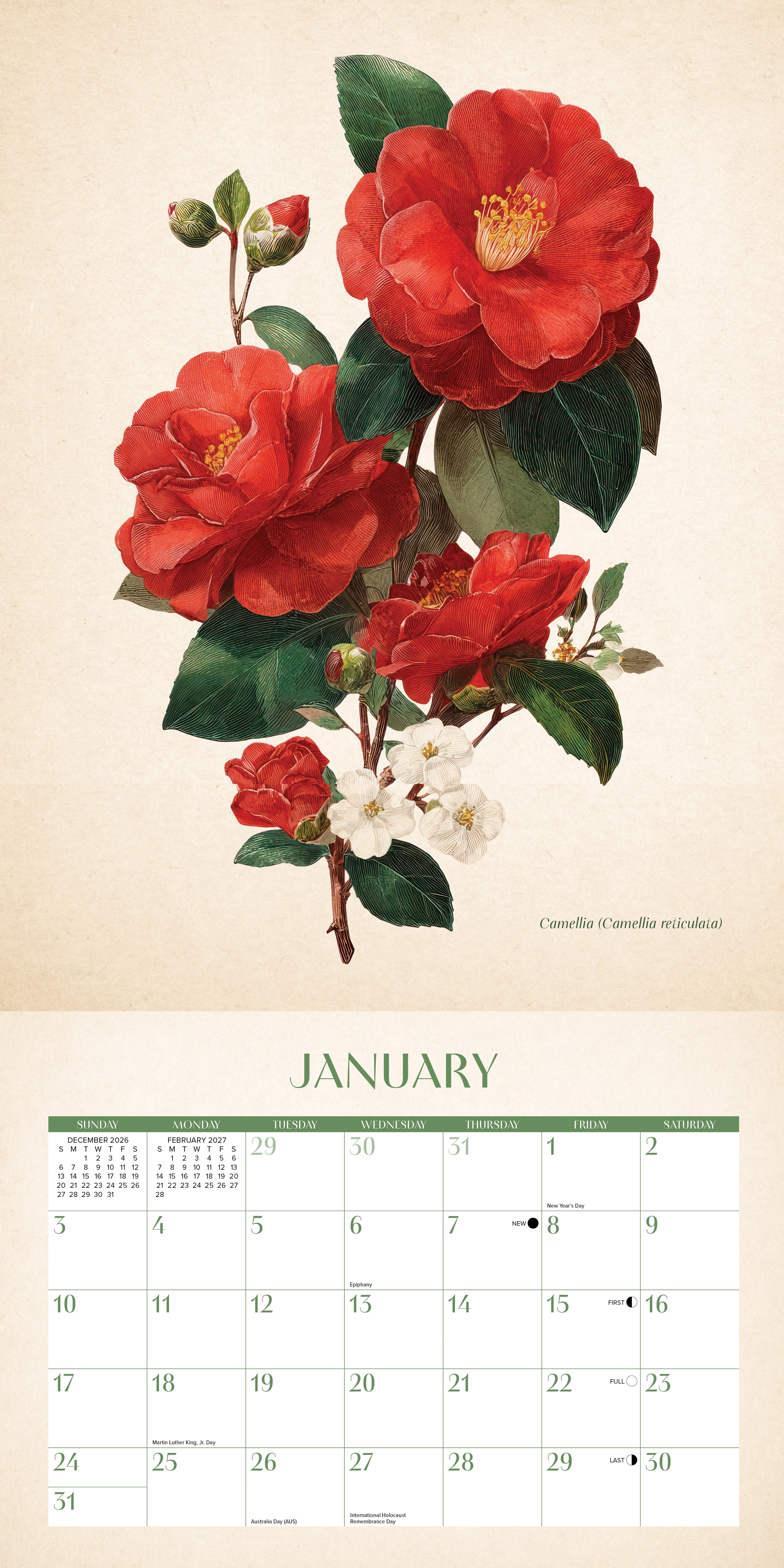 Willow Creek Press, Vintage Florals 2027 Wall Calendar